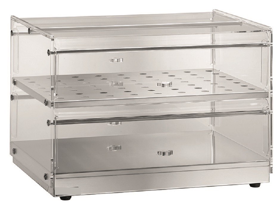 Vitrina neutra hostelería en acero inoxidable 2 estantes L 850 mm x P 350 mm x A 400 mm