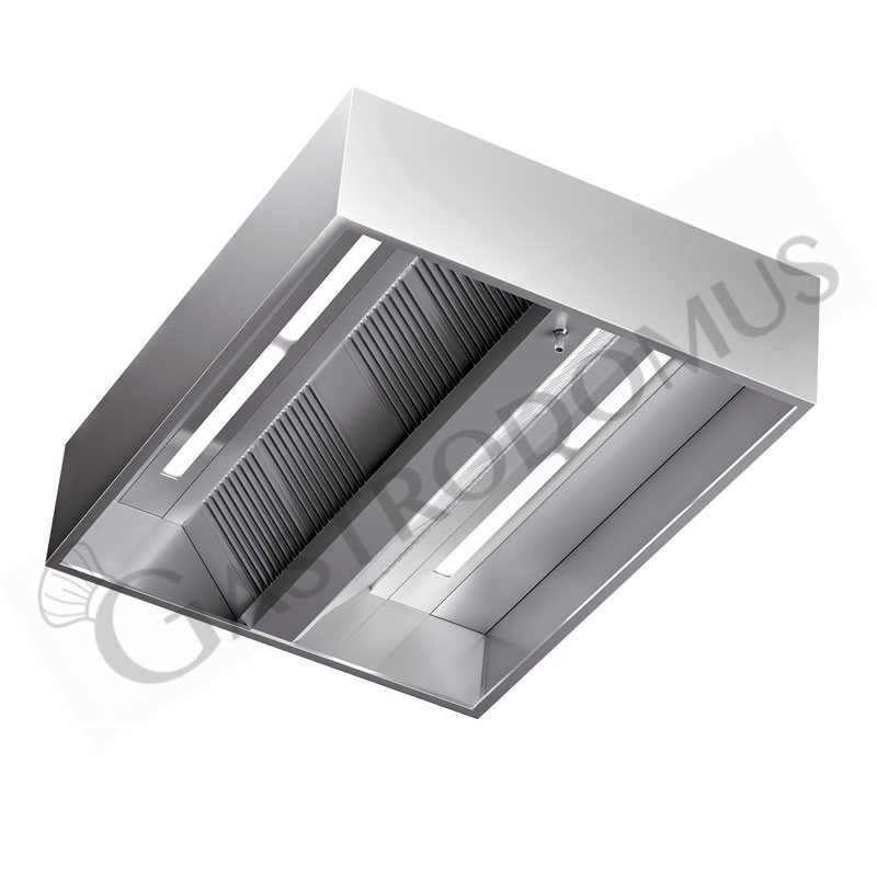 Campana extractora central serie Kubica con motor full optional L 2400 mm x P 1200 mm x A 450 mm
