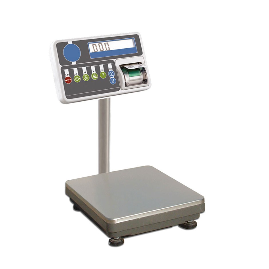 Báscula monocélula 400 x 400 mm completa con indicador de columna y impresora A 600 mm