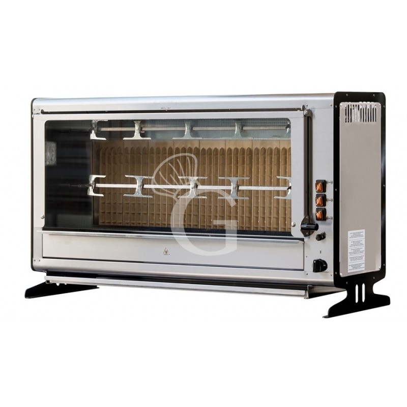 Asador de pollos a gas L 1121 mm x P 371 mm x H 650 mm para 18 pollos