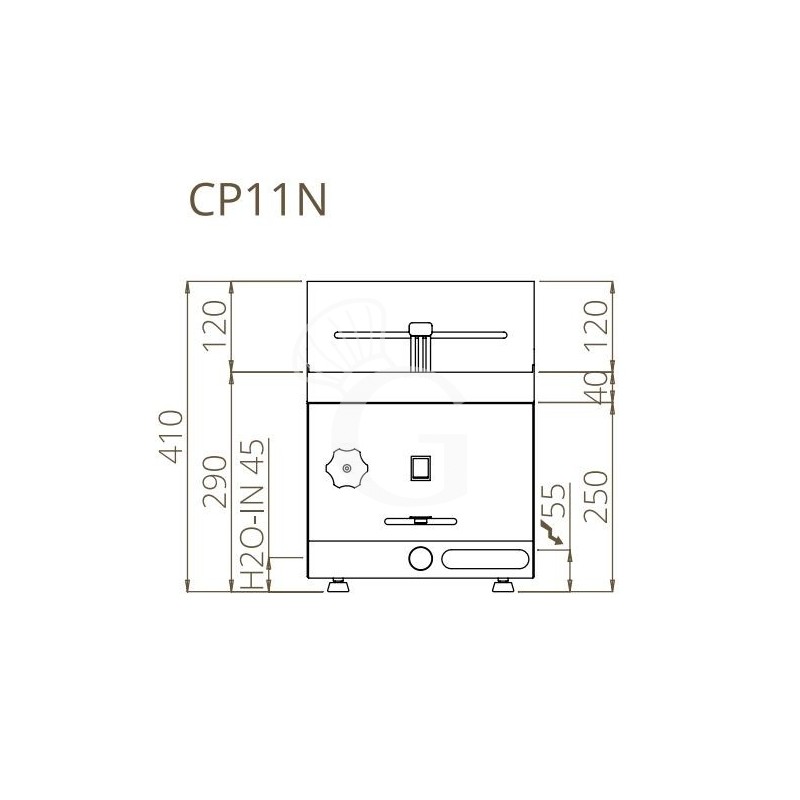 Dibujo técnico del cocedor de pasta
