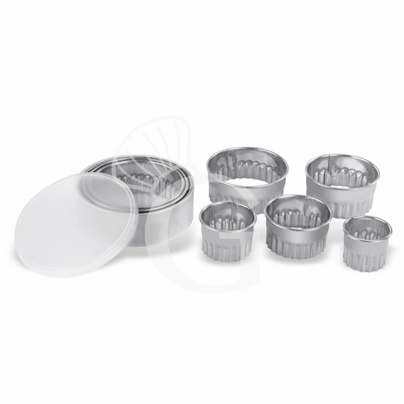 Juego de 8 cortapastas redondos ondulados