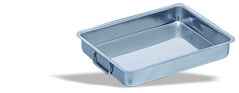 Bandeja de acero inoxidable 2 asas L 430 mm x P 300 mm x A 65 mm