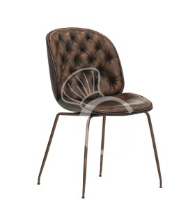 Silla Spider con estructura de metal pintado y revestimiento de cuero sintético, marrón