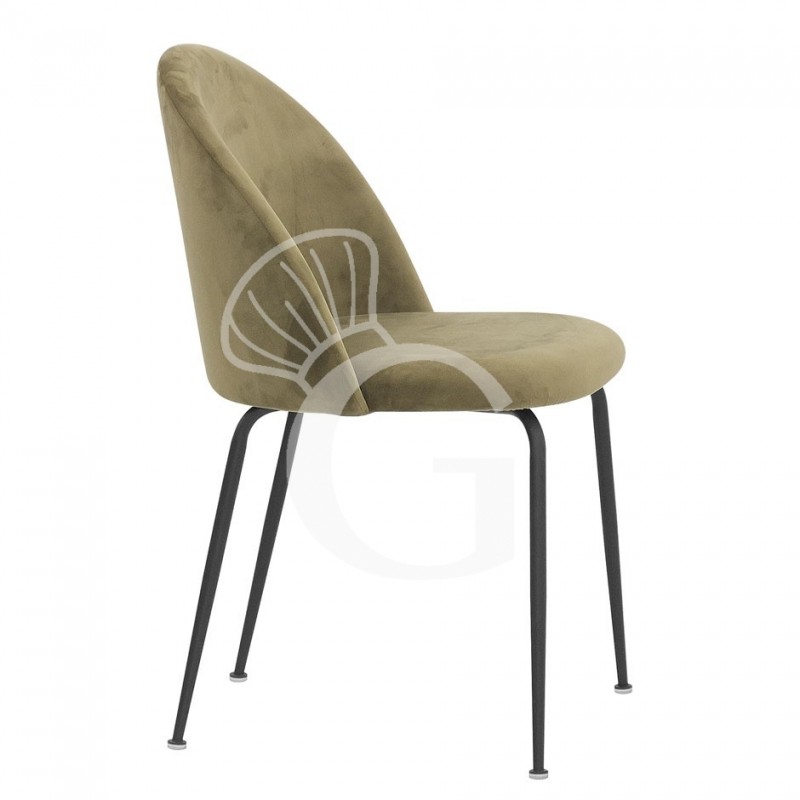 Silla Glamm con estructura de metal pintado y revestimiento de terciopelo