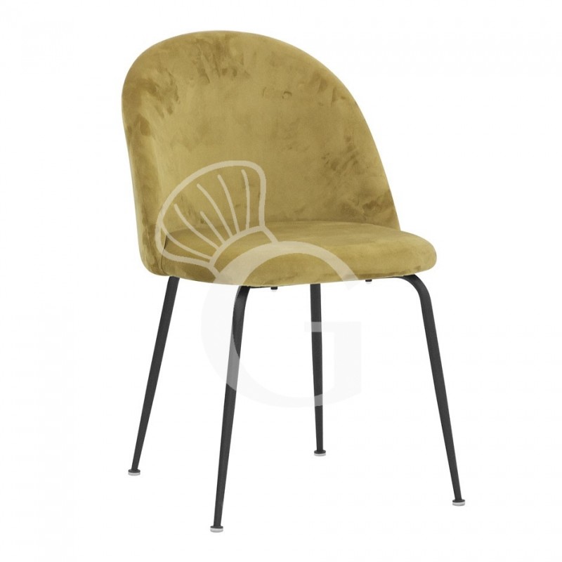 Silla Glamm con estructura de metal pintado y revestimiento de terciopelo