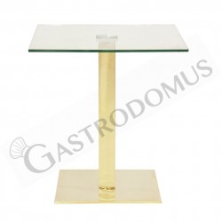 Mesa de acero inoxidable latonado con encimera de vidrio templado L 700 mm x P 700 mm