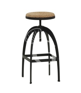 Taburete Artemis con estructura de metal pintado y asiento de madera ajustable