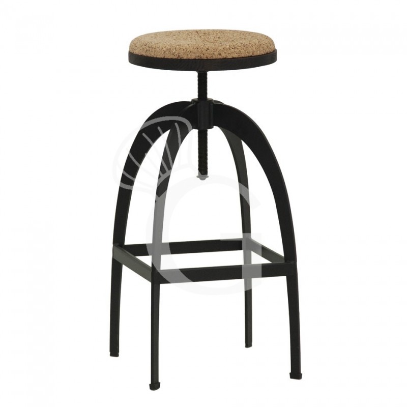 Taburete Artemis con estructura de metal pintado y asiento de madera ajustable
