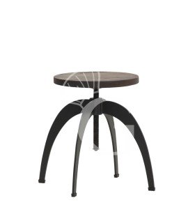 Taburete Eleni con estructura de metal pintado y asiento de madera ajustable