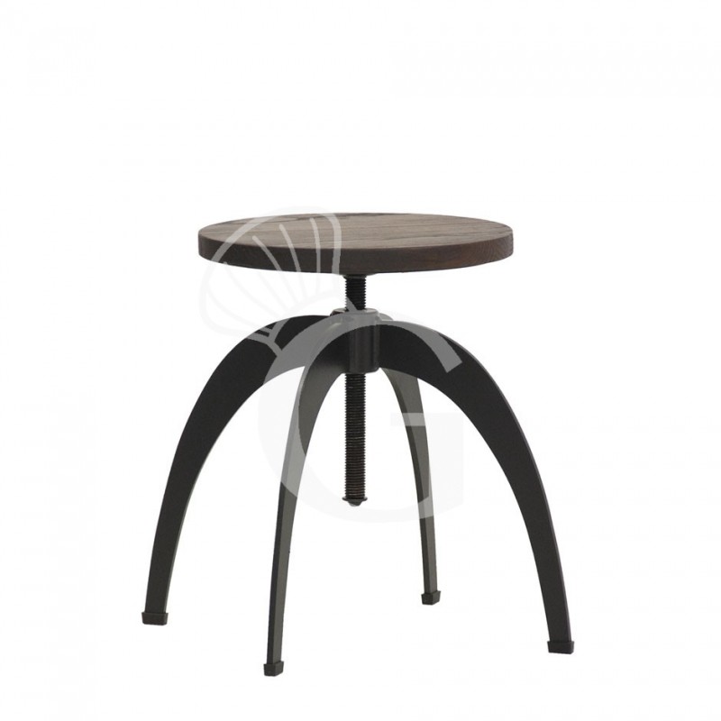 Taburete Eleni con estructura de metal pintado y asiento de madera ajustable