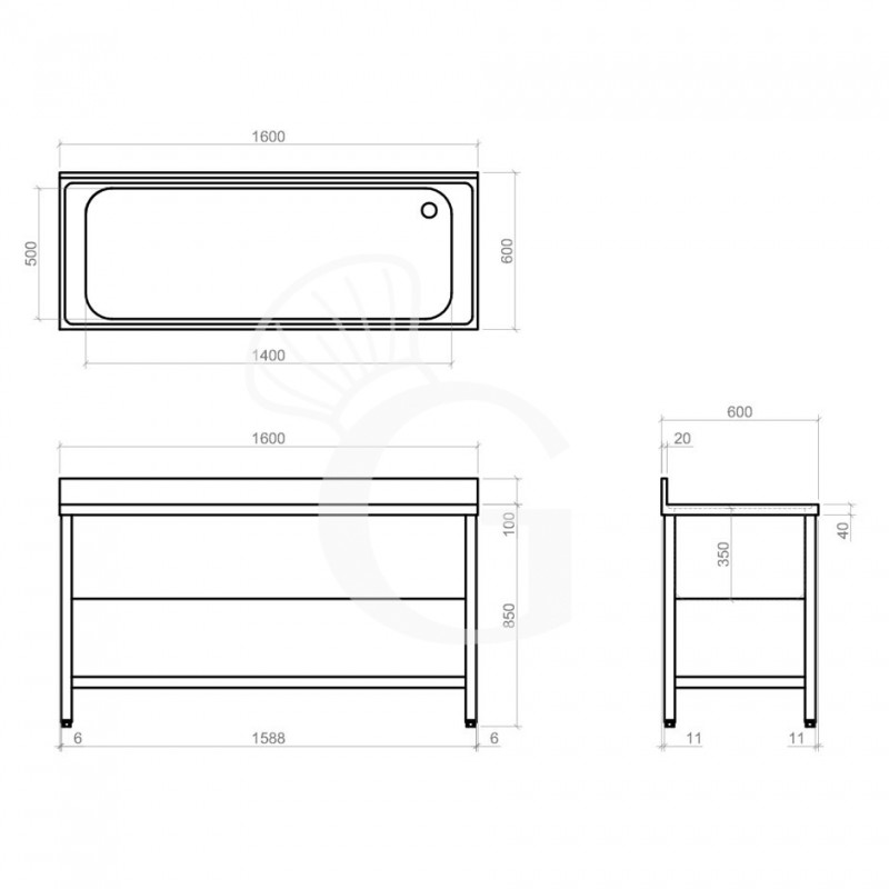 Dibujo técnico del fregadero