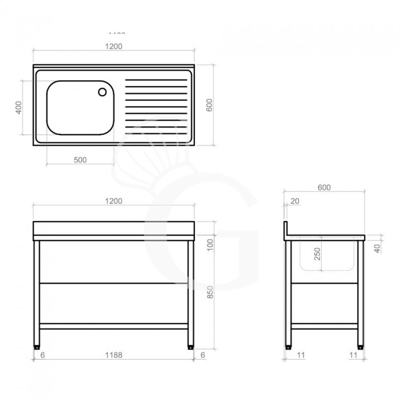 Dibujo técnico del escurridor