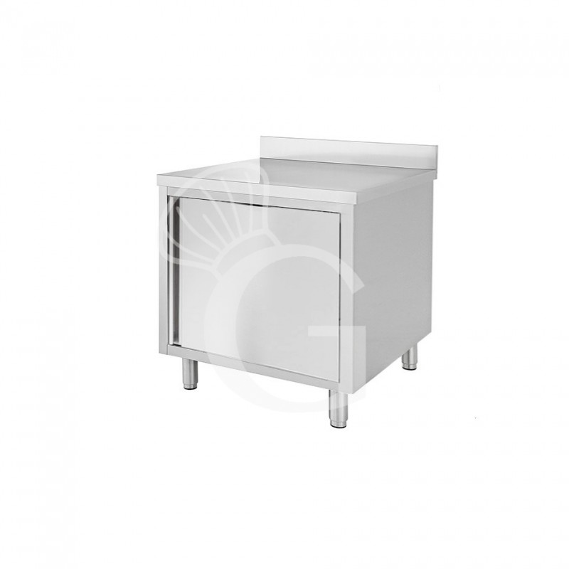 Mesa mural de acero inoxidable 1 puerta batiente y peto L 800 mm x P 600 mm x A 950 mm