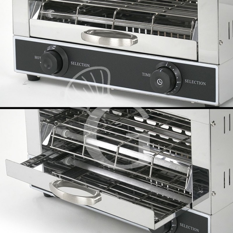 Tostadora profesional monofásica L 400 mm x P 300 mm x A 290 mm 3 pinzas y temporizador