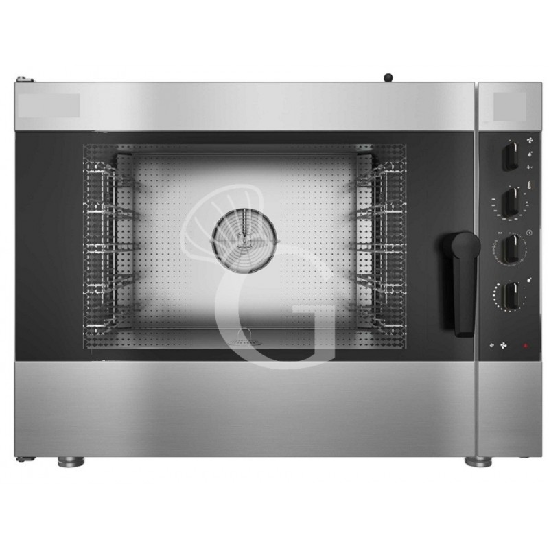Horno a gas de convección+vapor mixto, controles electromecánicos, humidificador, para 5 bandejas GN1/1 o 600x400 mm Horno a gas de convección+vapor mixto, controles electromecánicos, humidificador, para 5 bandejas GN1/1 o 600x400 mm