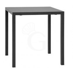 Mesa cuadrada de exterior de metal pintado con dimensiones de 700 mm x 700 mm