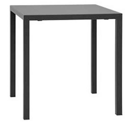 Mesa cuadrada de exterior de metal pintado con dimensiones de 700 mm x 700 mm
