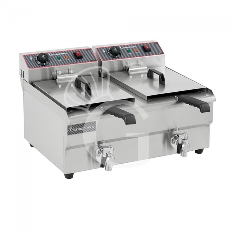 Freidora para bar eléctrica de sobremesa - 2 cubas - capacidad 13+13 LT - 4+4 kW