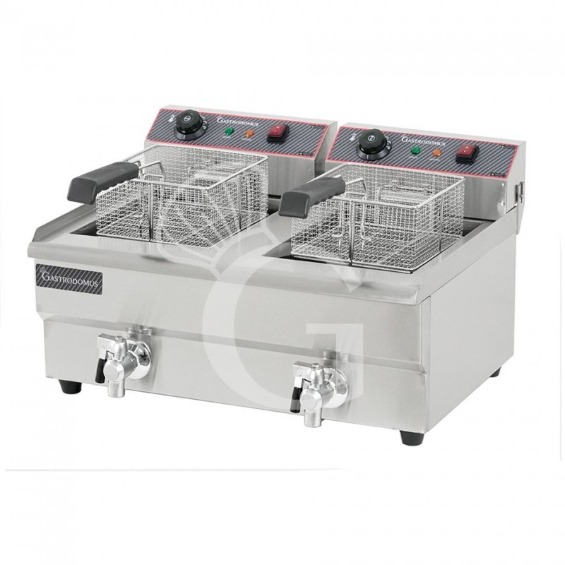 Freidora para bar eléctrica de sobremesa - 2 cubas - capacidad 13+13 LT - 4+4 kW