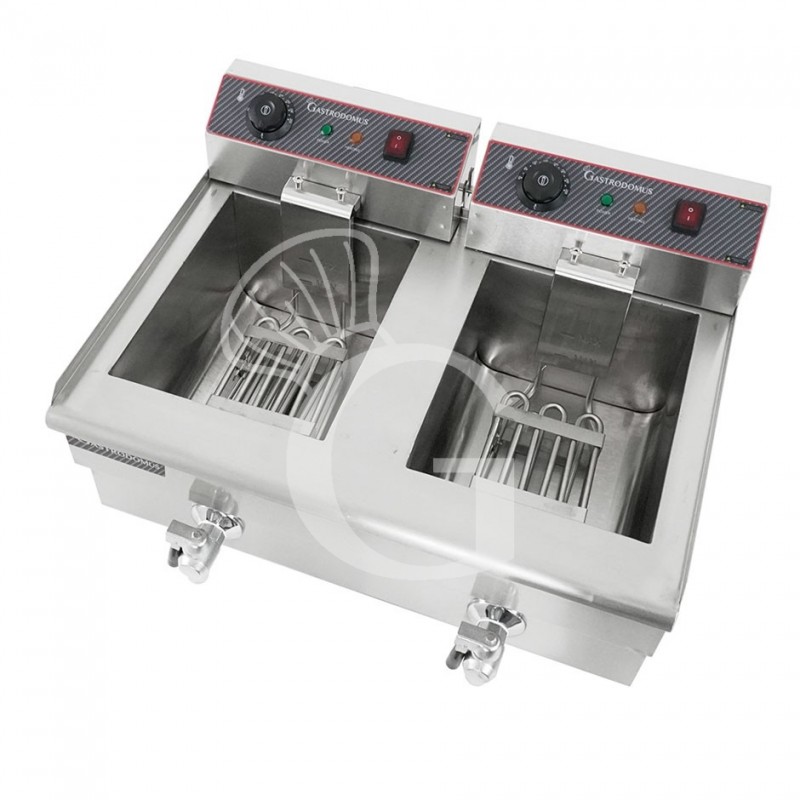 Freidora para bar eléctrica de sobremesa - 2 cubas - capacidad 13+13 LT - 4+4 kW