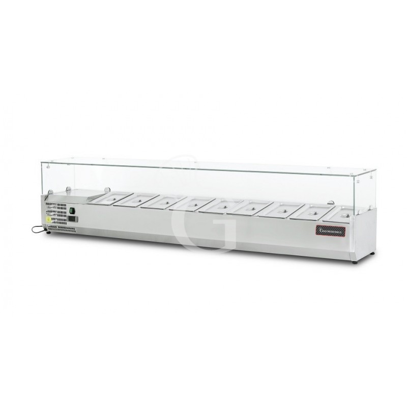 Vitrina Refrigerada horizontal para ingredientes, con motor a la izquierda, L 2000 mm, Capacidad 10 Cubetas GN1/4