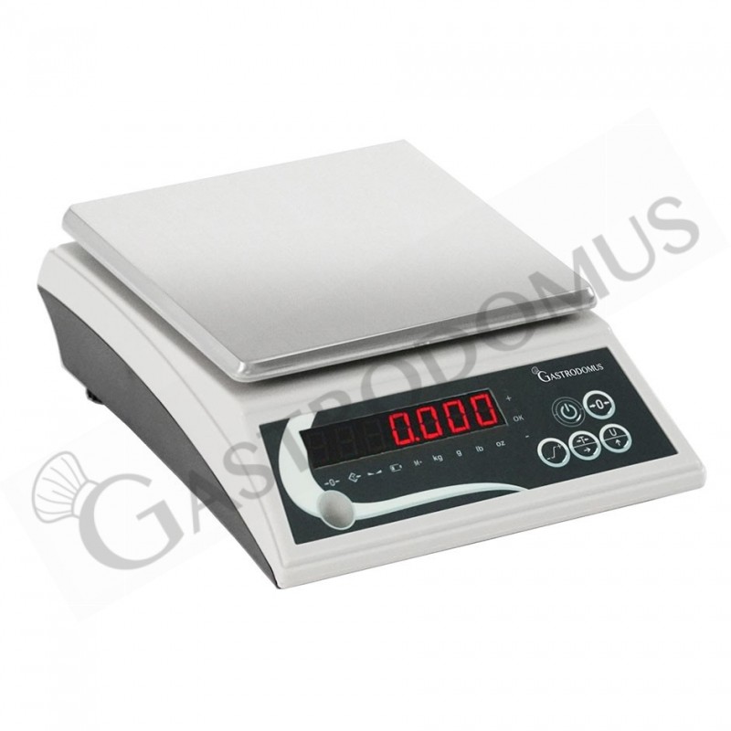 Balanza de ABS control de peso pantalla LED capacidad 6 kg precisión 1 g L 205 mm x P 250 mm x A 80 mm