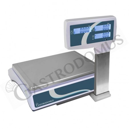 Báscula comercial con visor de columna con capacidad de 15 kg y precisión de 2/5 g L 330 mm x P 345 mm x A 530 mm Báscula comercial con visor de columna con capacidad de 15 kg y precisión de 2/5 g L 330 mm x P 345 mm x A 530 mm