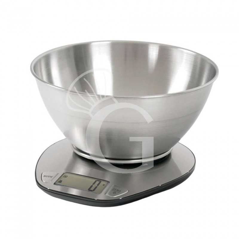 Balanza de cocina con pantalla LCD capacidad 5 kg plato L 180 mm x diámetro 215 mm x A 130 mm