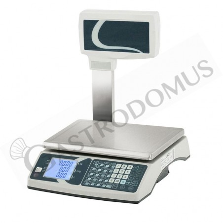 Báscula comercial con visor de columna con capacidad de 15 kg y precisión de 2/5 g L 330 mm x P 345 mm x A 530 mm Báscula comercial con visor de columna con capacidad de 15 kg y precisión de 2/5 g L 330 mm x P 345 mm x A 530 mm