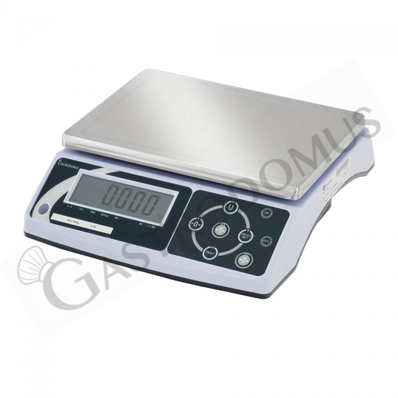 Báscula para control de peso Pantalla LCD capacidad 30 kg precisión 1 g L 325 mm x P 345 mm x A 115 mm