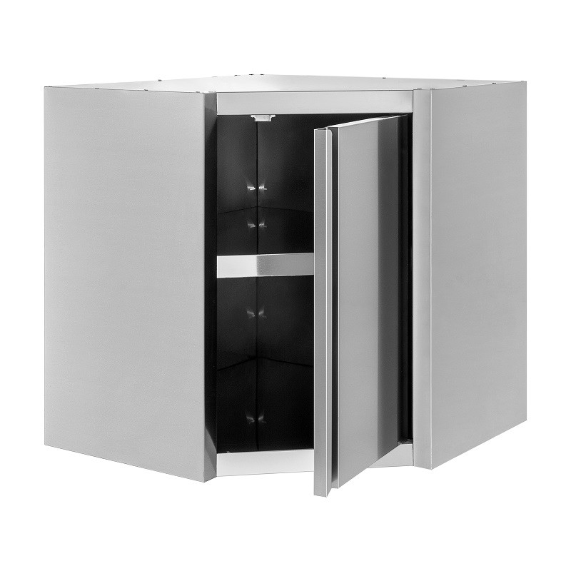 Armario de pared rinconero inox con 1 puerta batiente y 1 estante, L 700 mm x P 700 mm x A 650 mm