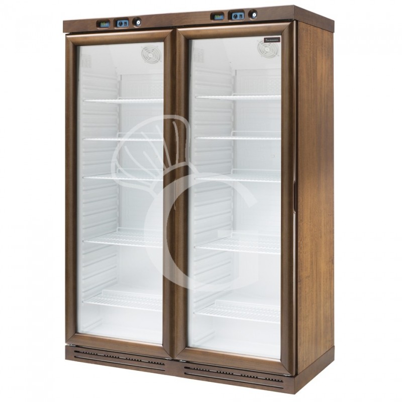 Vinoteca de madera con refrigeración estática, 340 LT + 340 LT, T regulable  de +2°C/+8°C y 6+2 estantes