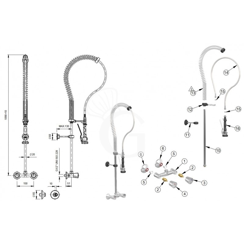 Grifo de ducha pared con dos agujeros – serie TOP-CLASS