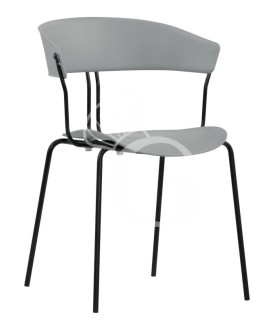 Silla Diana con estructura de metal barnizado, asiento y respaldo de polipropileno