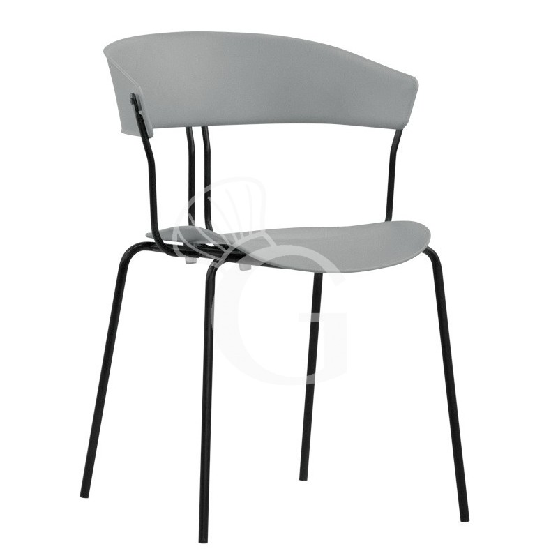 Silla Diana con estructura de metal barnizado, asiento y respaldo de polipropileno Silla Diana con estructura de metal barnizado, asiento y respaldo de polipropileno