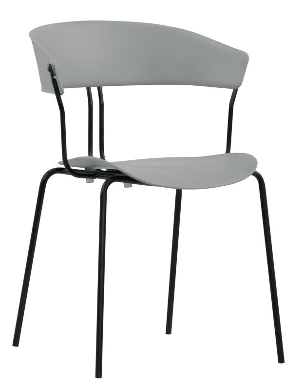Silla Diana con estructura de metal barnizado, asiento y respaldo de polipropileno