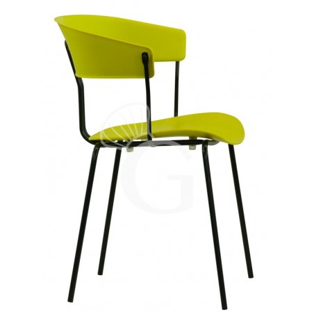 Silla Diana con estructura de metal barnizado, asiento y respaldo de polipropileno Silla Diana con estructura de metal barnizado, asiento y respaldo de polipropileno
