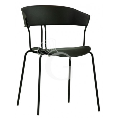 Silla Diana con estructura de metal barnizado, asiento y respaldo de polipropileno Silla Diana con estructura de metal barnizado, asiento y respaldo de polipropileno