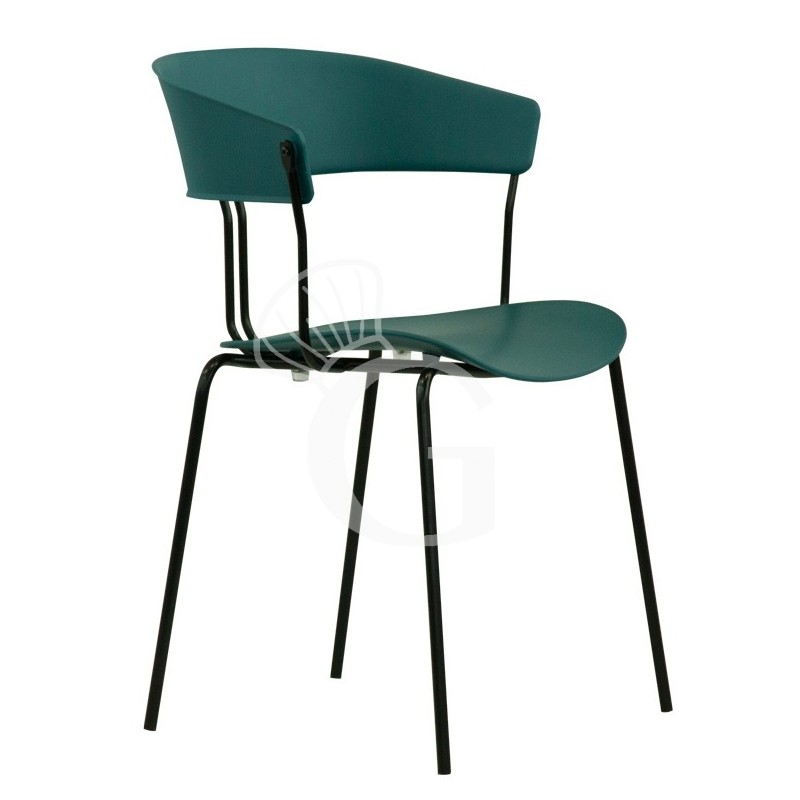 Silla Diana con estructura de metal barnizado, asiento y respaldo de polipropileno