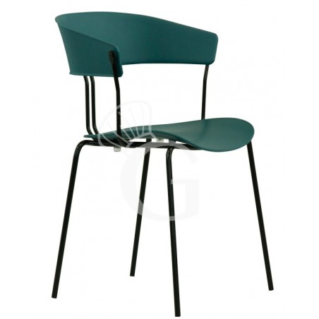 Silla Diana con estructura de metal barnizado, asiento y respaldo de polipropileno Silla Diana con estructura de metal barnizado, asiento y respaldo de polipropileno
