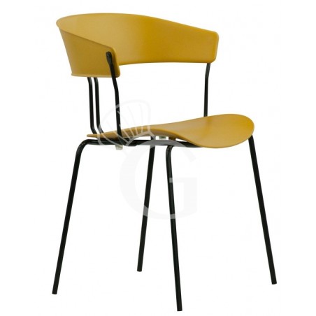 Silla Diana con estructura de metal barnizado, asiento y respaldo de polipropileno Silla Diana con estructura de metal barnizado, asiento y respaldo de polipropileno