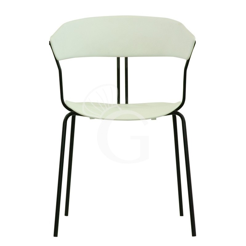 Silla Diana con estructura de metal barnizado, asiento y respaldo de polipropileno