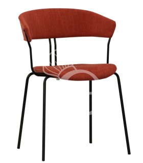 Silla David con estructura de metal barnizado, asiento y respaldo de tela