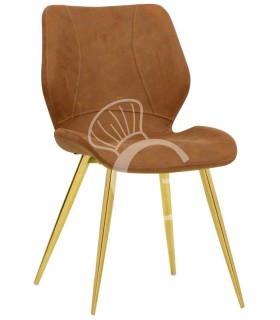 Silla Kelly con estructura de metal latonado y revestimiento de tela