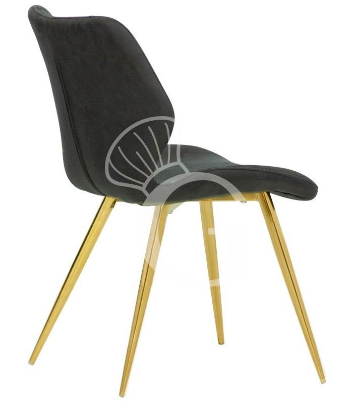 Silla Kelly con estructura de metal latonado y revestimiento de tela