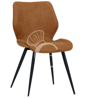 Silla Jenny con estructura de metal barnizado y revestimiento de tela