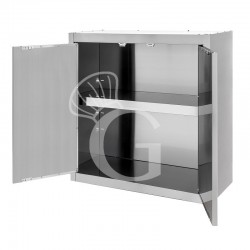 Armario de pared de acero inoxidable con 2 puertas batientes y 1 estante, L 800 mm x P 400 mm x A 660 mm