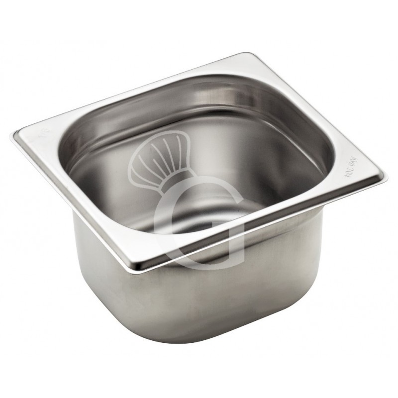 Cubeta de acero inoxidable GN1/6 L 176 mm X P 162 mm X A 100 mm, 1,6 LT