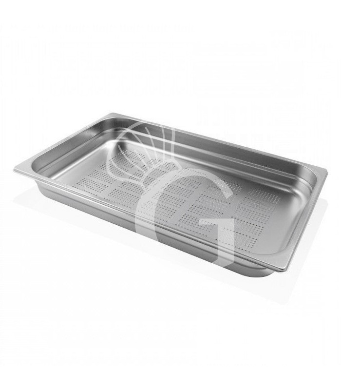 Cubeta de acero inoxidable perforada GN2/1 L 650 mm x P 530 mm x A 100 mm, 31,5 LT